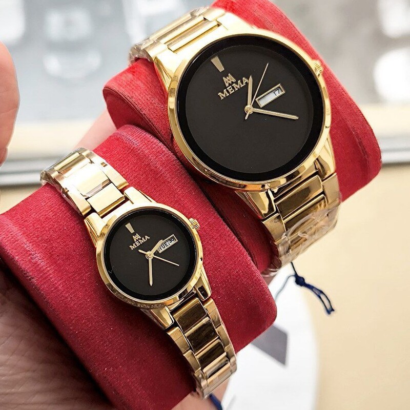 ساعت مچی زنانه مردانه دو تقویم بند استیل رنگ ثابت مما Mema زنانه